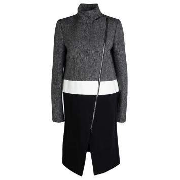 Pre Owned Joseph Tricolor Techno Tweed  Zip Detail Preston Long Coat M