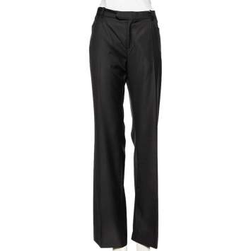 Pre Owned Joseph Black Wool Rocker- Super 100 Wide Leg Pants L 