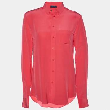 Pre Owned Joseph Pink Silk Long Sleeve Shirt S