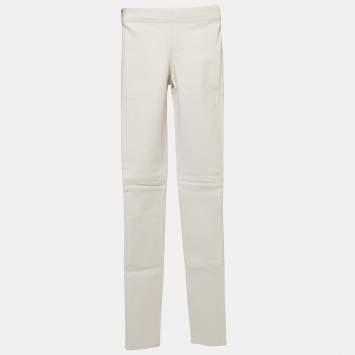 Pre Owned Joseph Stone White Leather Leggings XS