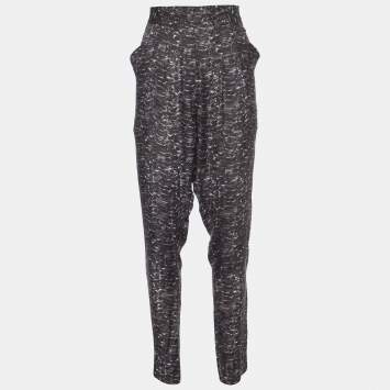 Pre Owned Joseph Grey Water Reptile Print Silk Trousers M