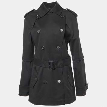 Pre Owned Joseph Black Wool Blend Deconstructed Trench Coat M