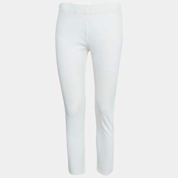 Pre Owned Joseph White Stretch Gabardine Tight Fit Leggings M