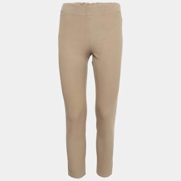 Pre Owned Joseph Brown Stretch Gabardine Tight Fit Leggings M