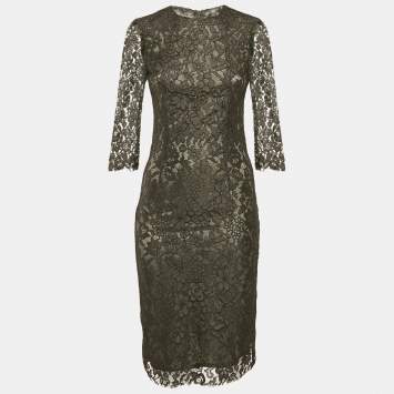 Joseph Dark Green Floral Lace Short Dress S
