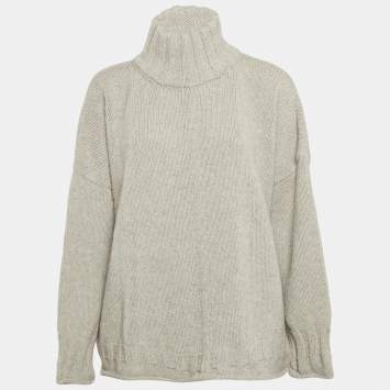 Pre Owned Joseph Grey Melange Wool Knit Turtle Neck Jumper M