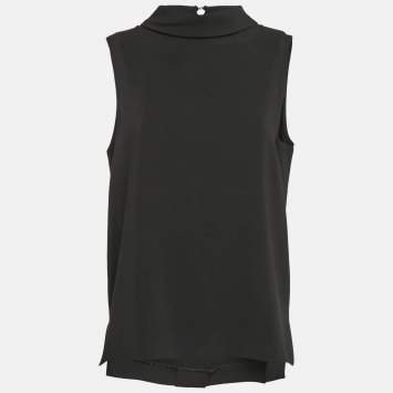 Pre Owned Joseph Black Viscose Cady Sleeveless Baxter Top M