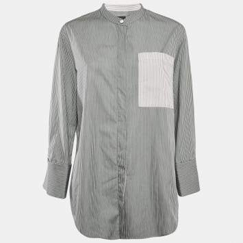 Joseph Grey Pinstripe Cotton Shirt L