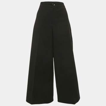 Pre Owned Joseph Black Wool Blend Gabardine Wide Leg Trousers L