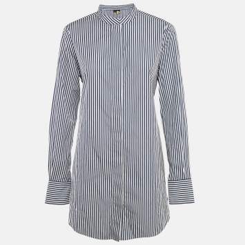 Joseph Blue Stripe Cotton Button Front Tie-Up Detail Carla Candy Tunic M