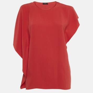 Joseph Red Crepe Raw Edge Detail Top M