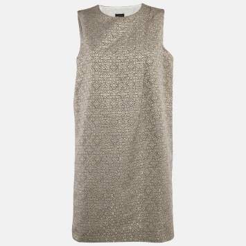 Joseph Gold Jacquard Lamé Sleeveless Sally Mini Dress M