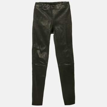 Pre Owned Joseph Black Leather Skinny Pants S