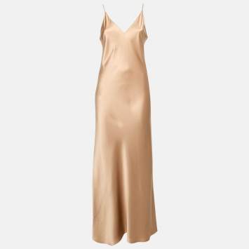 Joseph Beige Satin Silk Clea Long Slip Dress M