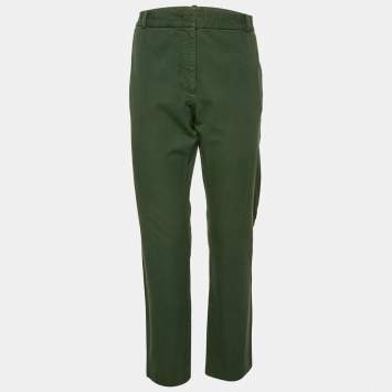 Joseph Dark Green Gabardine Zoom Straight Leg Trousers L