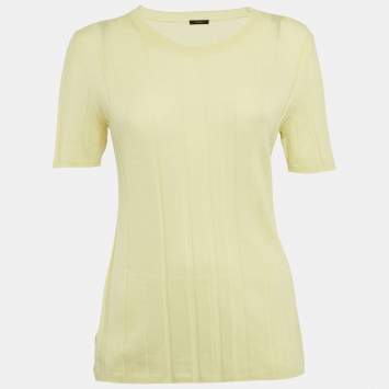 Joseph Yellow Ribbed Merino Wool Knit Jumper S 