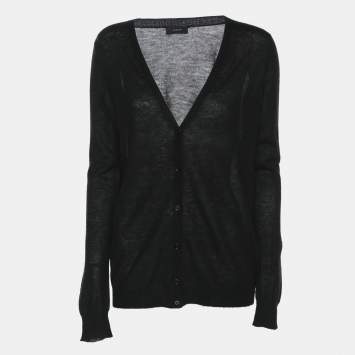 Joseph Black Cashmere Knit Button Front Sweater S