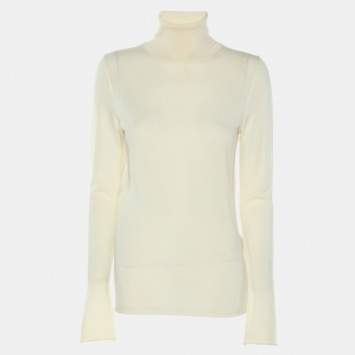 Joseph Cream Wool Knit High Neck Sweater S