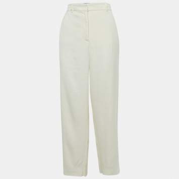 Joseph Off-White Crepe Linen Trousers M