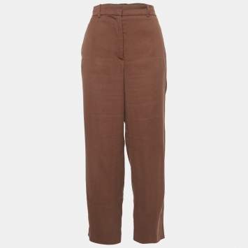 Joseph Brown Crepe Straight Leg Trousers M