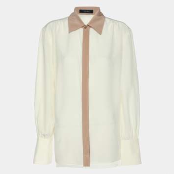 Joseph Cream/Beige Silk Evora Long Sleeve Shirt M