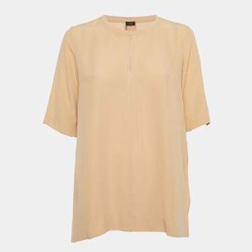 Pre Owned Joseph Beige Silk Key -Hole Tunic Top M
