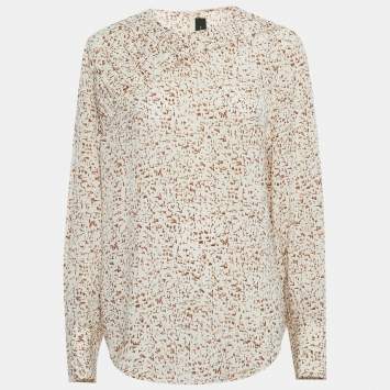مملوكة مسبقًا Joseph Beige Printed Silk Blouse L