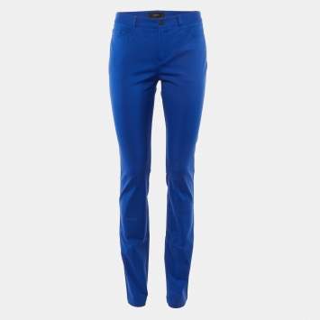 Pre Owned بنطلون جوزيف قطن مزيج أزرق بقصة ضيقة مقاس متوسط (ميديوم)