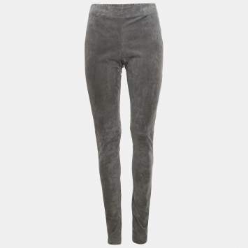 Pre Owned Joseph Grey Suede Skinny Trousers M