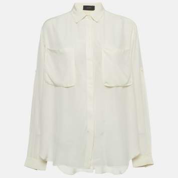 Pre Owned Joseph Off-White Crepe Long Sleeve Joanna Shirt M