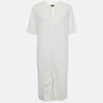 Pre Owned Joseph White Crepe Shift Dress M