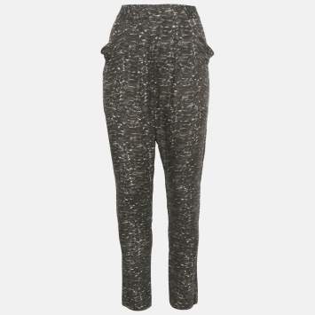 Pre Owned Joseph Grey Animal Print Silk Trousers S