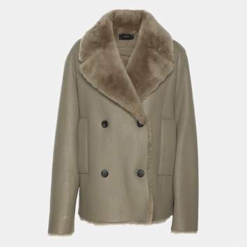 مملوكة مسبقًا Joseph Grey Leather Double Breasted Jacket M