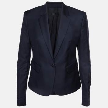 Pre Owned Joseph Navy Blue Gabardine Single Breasted Walker Blazer M