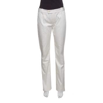 Pre Owned Joseph Off White Light Satin Washed Rocket Pants M