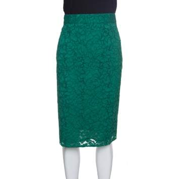 Pre Owned Joseph Green Sixty Floral Lace Pencil Skirt L