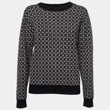 Pre Owned Joseph Burgundy Cravate Jacquard Wool Crew Neck Sweater M