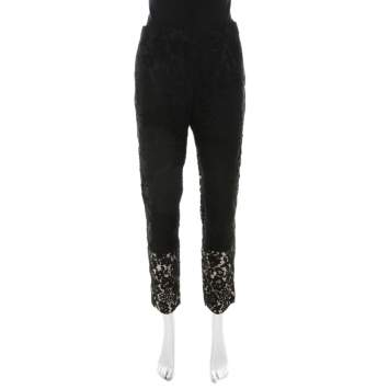 Pre Owned Joseph Black Lace Straight Leg Lennox Trousers L 