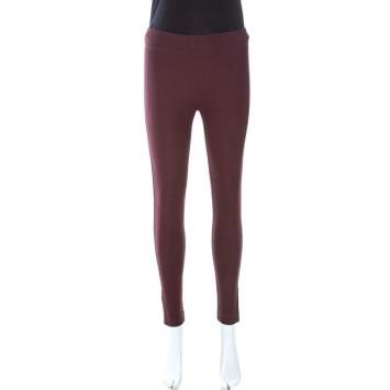 Pre Owned Joseph Burgundy Stretch Gabardine Leggings S