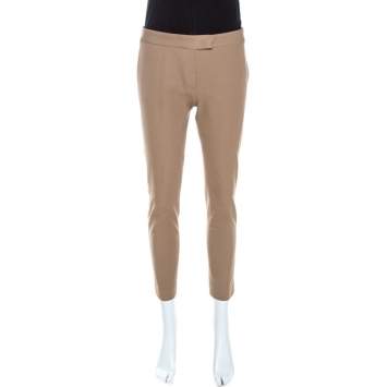 Pre Owned Joseph Light Brown Stretch Gabardine Queen Cropped Pants S