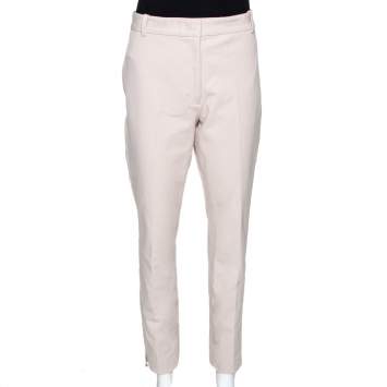Pre Owned Joseph Ecru Stretch Gabardine Cropped Zoomy Trousers L