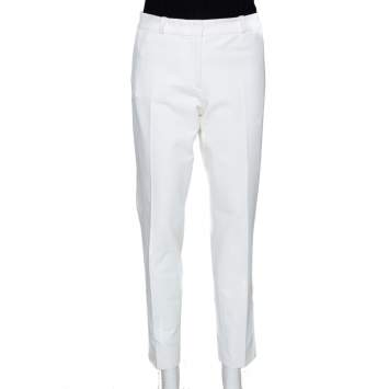 Pre Owned Joseph White Stretch Gabardine Slim Fit New Eliston Trousers L