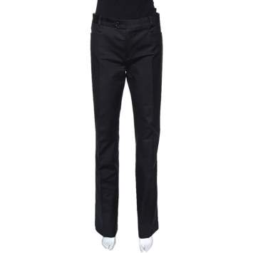Pre Owned Joseph Black Stretch Cotton Straight Leg Pants M