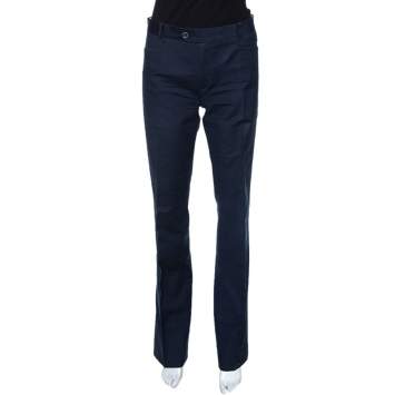 Pre Owned Joseph Navy Blue Stretch Cotton Straight Leg Pants M