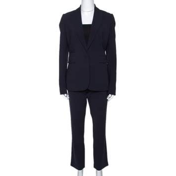 Pre Owned Joseph Navy Blue Stretch Crepe Earl/Ben Pant Suit M