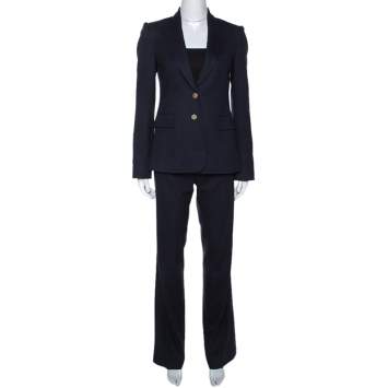 Pre Owned Joseph Navy Blue Wool Tailored Pant Suit S