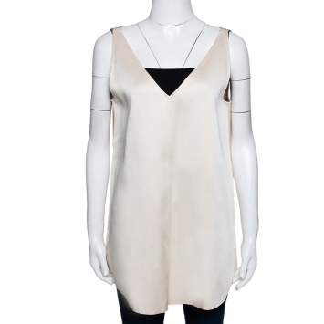 Pre Owned Joseph Cream Double Satin Davis A Line Top M