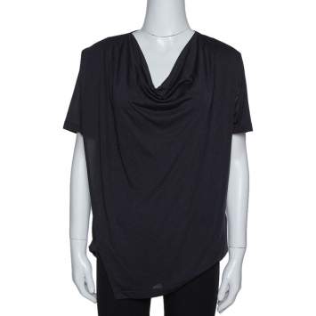 Pre Owned Joseph Navy Blue Fluid Jersey Cowl Neck Top S