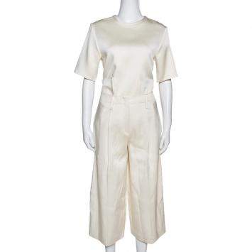 Pre Owned Joseph Cream Double Satin Tai/Ruppert Culottes & Top Set S