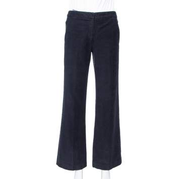 Pre Owned Joseph Midnight Blue Corduroy Straight Leg High Waist Trousers S